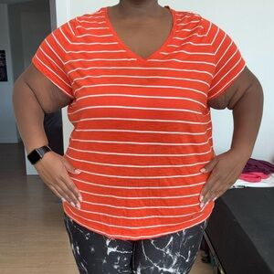Ava & Viv Orange & White Striped T-Shirt – Size 4X